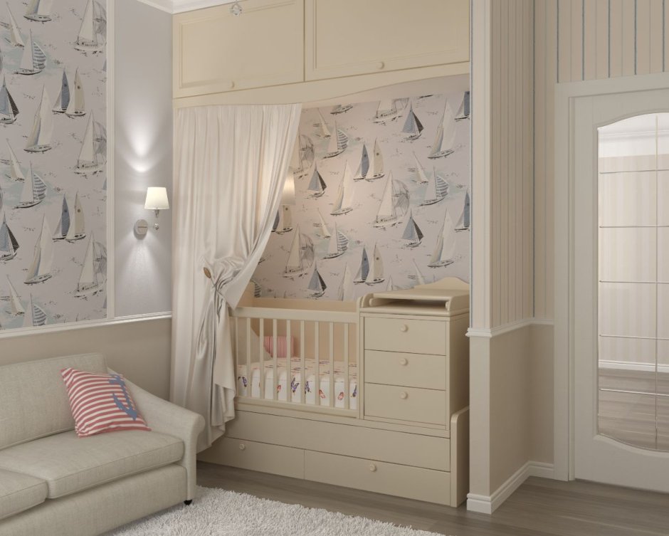 Планировка спальни с детской кроваткой