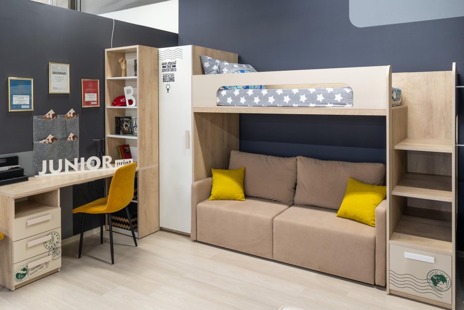 Кровать чердак вельвет