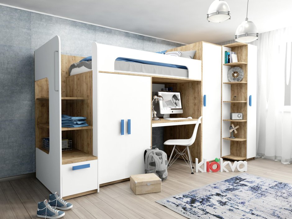 Кровать чердак Velvet клюква