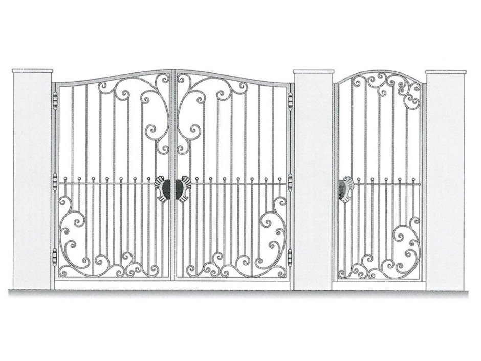 Ворота индивидуальные распашные металлические 5060х5700