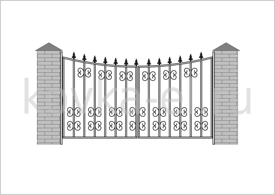 Эскиз ворот с калиткой