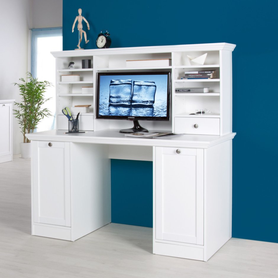 Письменный стол с надстройкой белый