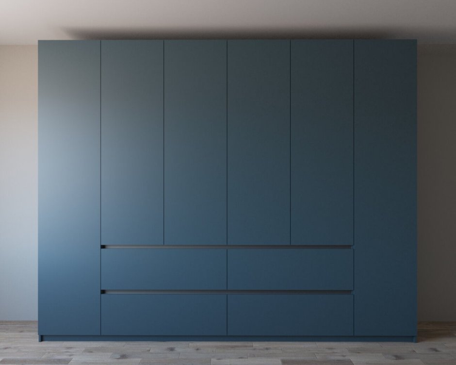 Распашной шкаф без ручек с вырезами