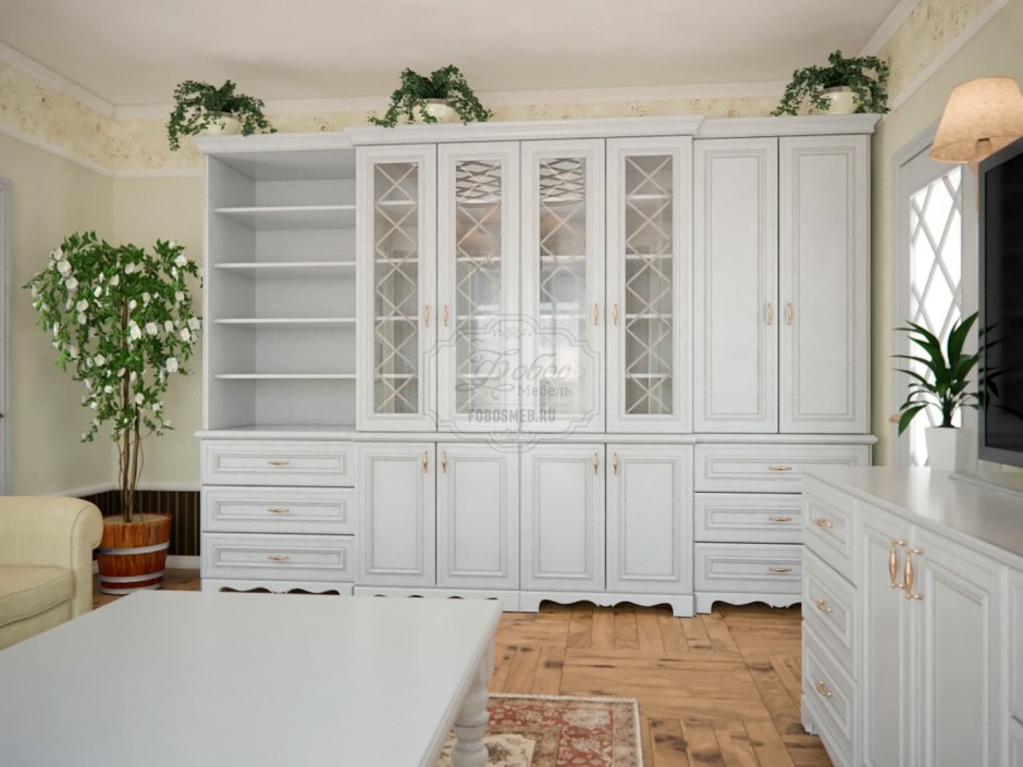 Шкаф в гостиную в стиле Прованс