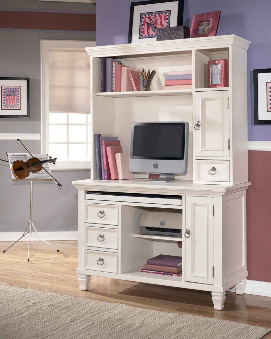 Письменный стол с надстройкой белый Прованс