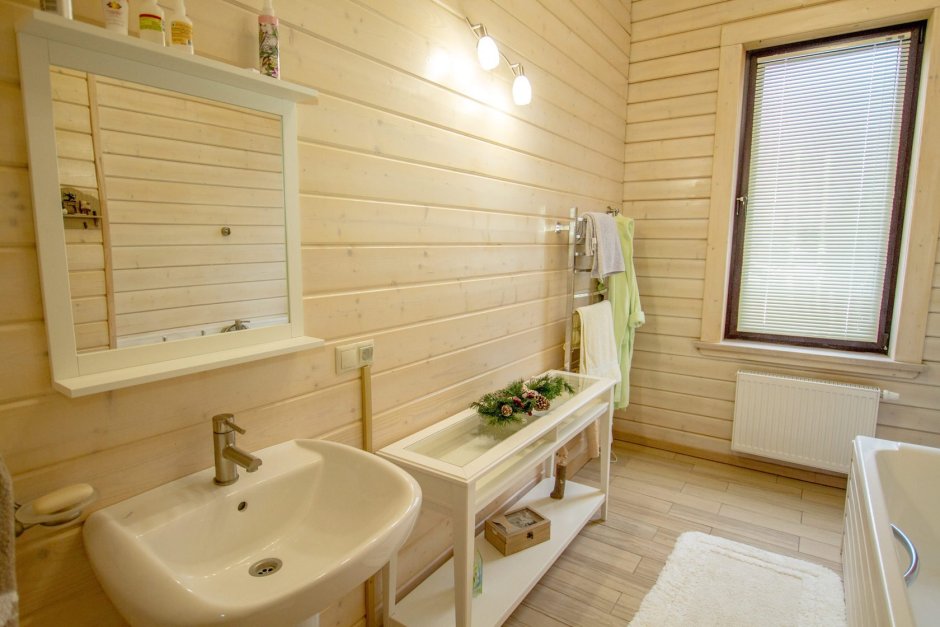 Ванные комнаты Отделанные имитацией бруса