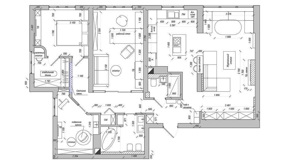 План квартиры с размерами чертеж