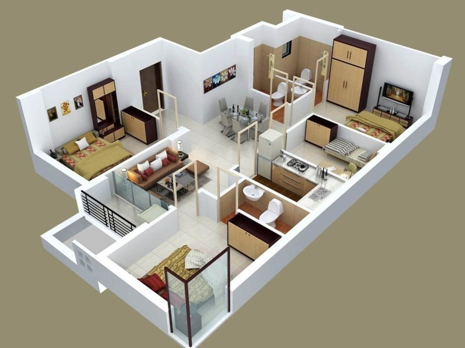 Планировка дома в симс 2 с 3 спальнями