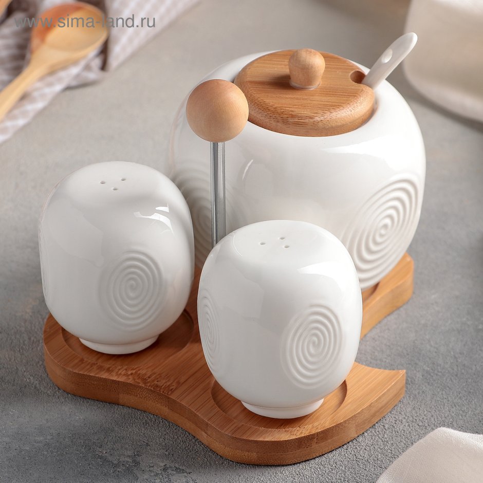 Набор для специй «Эстет», 3 предмета: солонка, перечница, сахарница