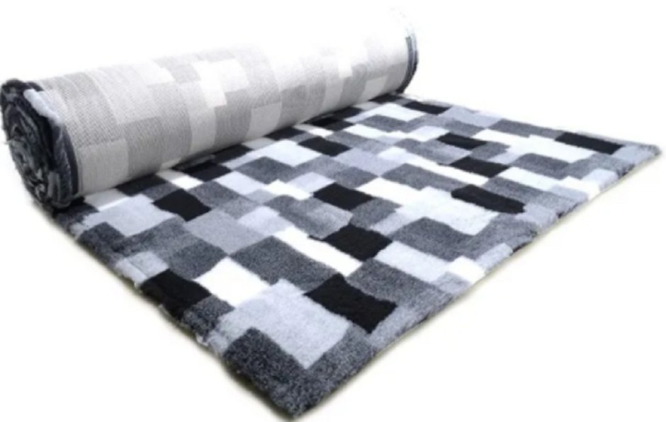 PROFLEECE коврик меховой в клетку 1х1,6 м красный/угольный