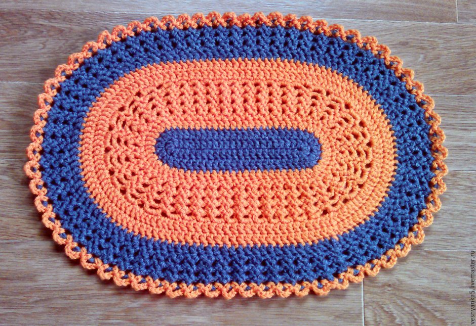 Прямоугольный коврик крючком