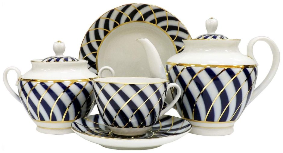 Императорский фарфор столовый сервиз Кобальтовая сетка