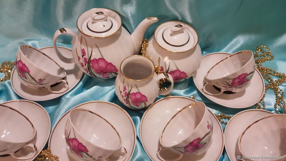 Кофейный сервиз ЛФЗ красный Мак