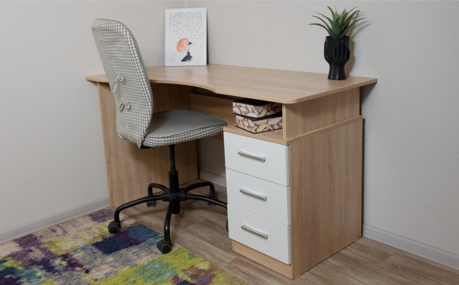 Стол письменный Гарвард 120 3ящ дуб сонома/белый