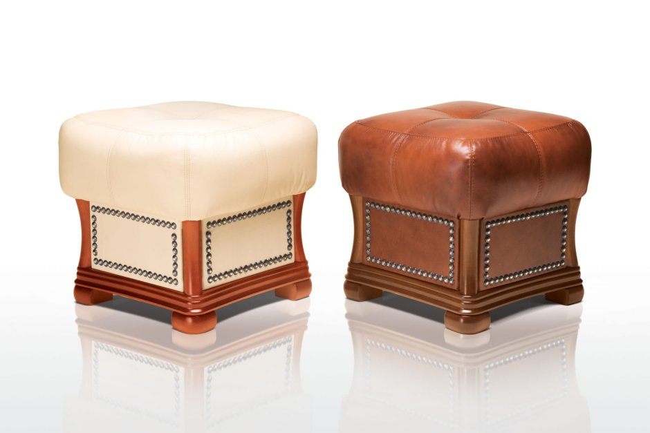 Пуф дерево кожа