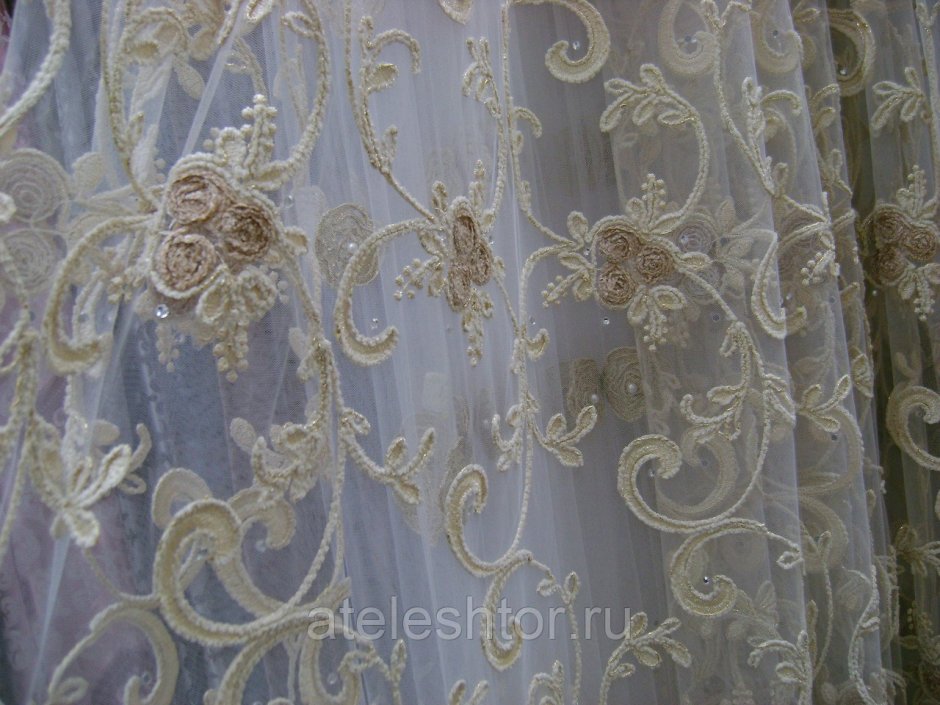 Тюль сетка с вышивкой