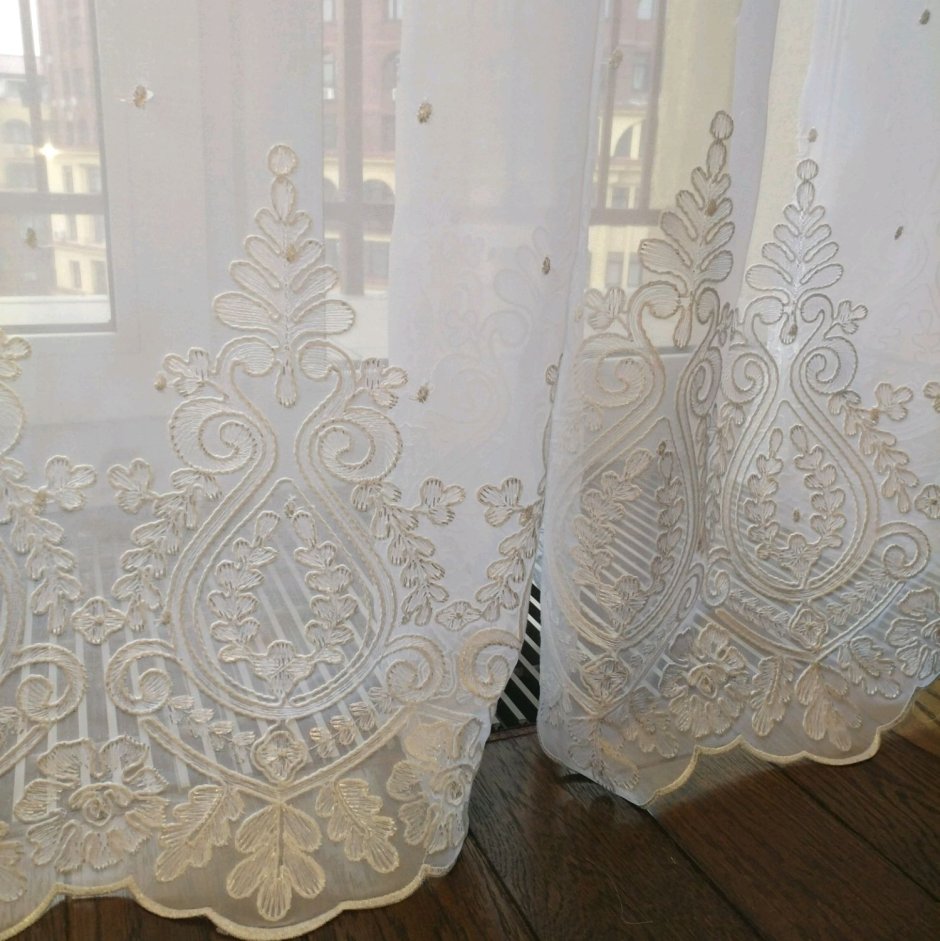 Тюль французская сетка с вышивкой