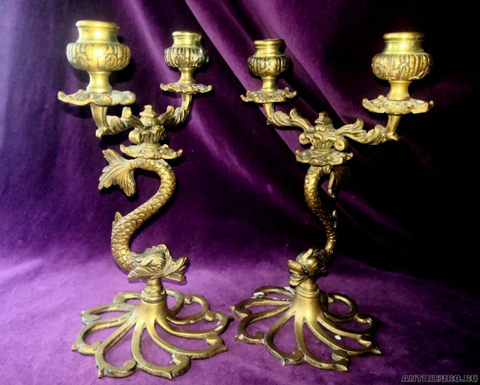 Латунный подсвечник старинный