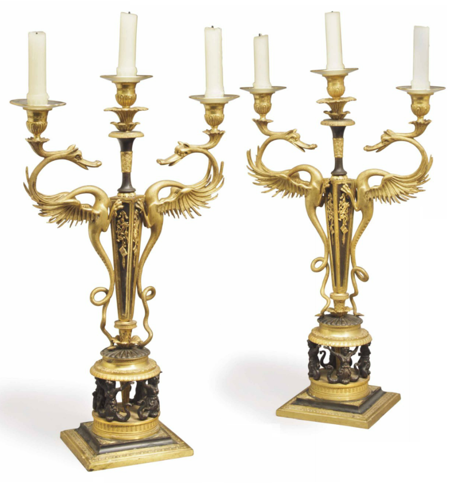 Антикварные парные Европа подсвечники