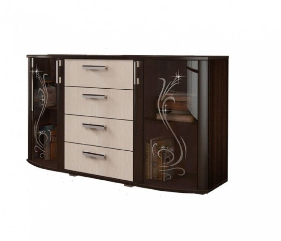 Комод Челси белый глянец дуб сонома