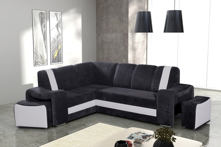 Угловой диван с пуфиком