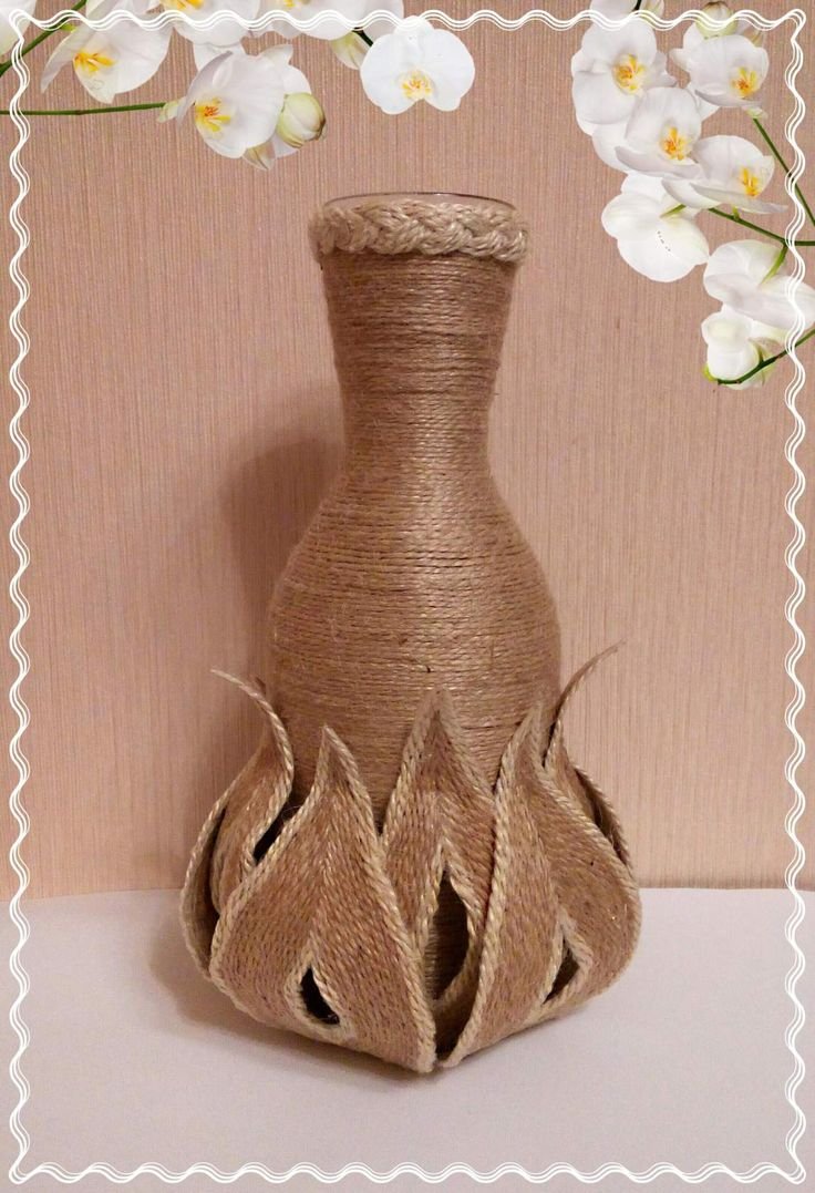 Бутылки декорированные шпагатом