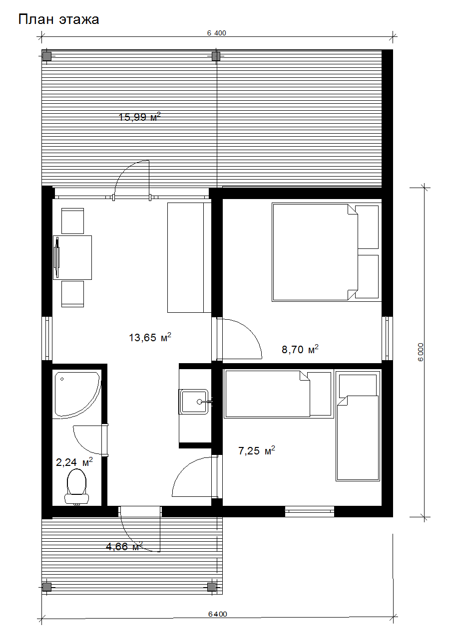 Дачный дом 30м2 планировка