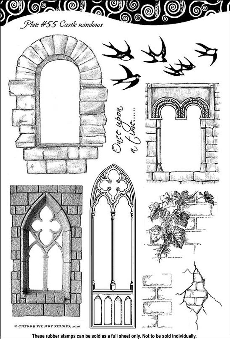 Готические окна акварель