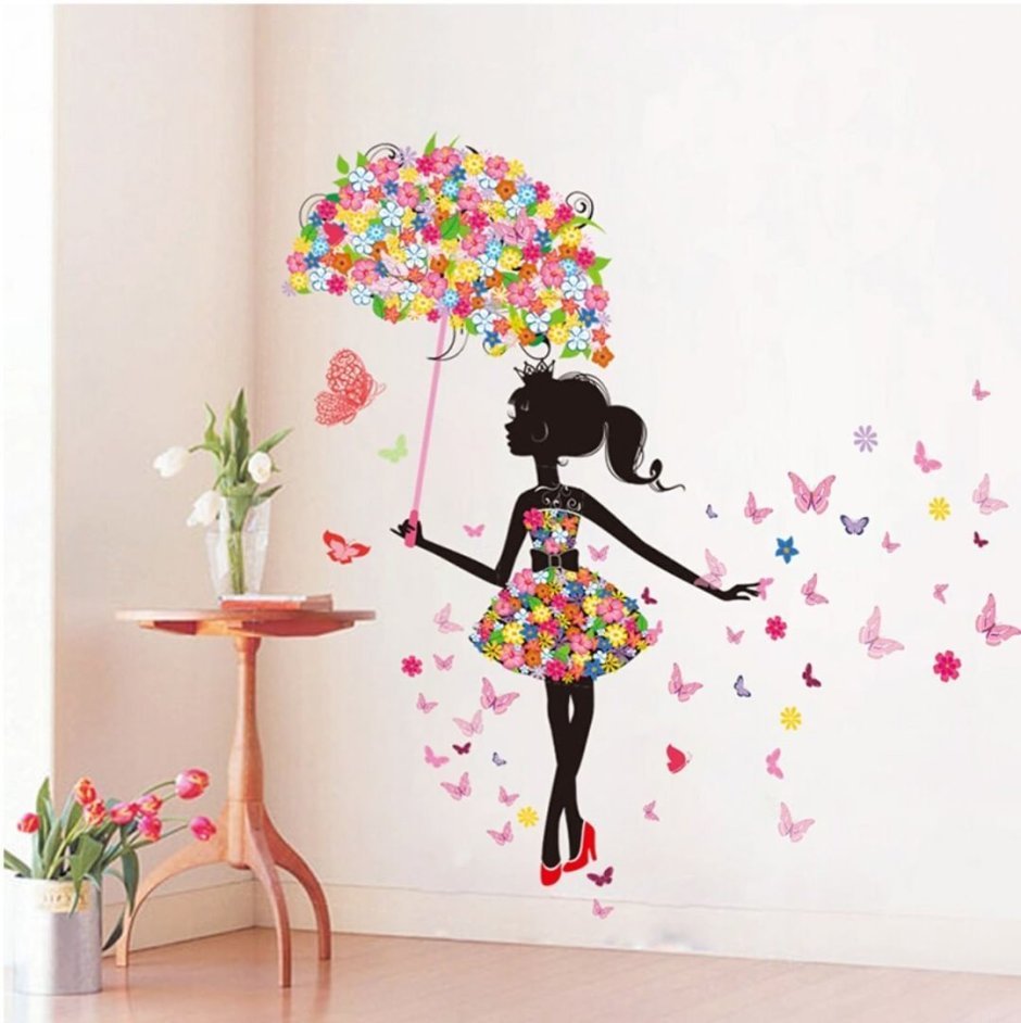Девочка с бабочками украшение стен