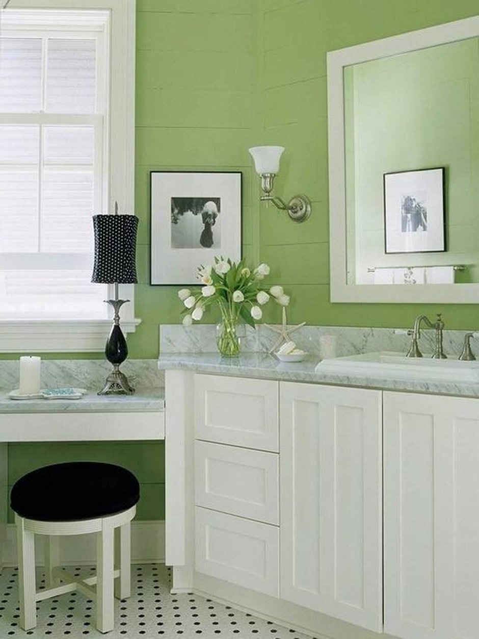Мебель для ванной зеленого цвета