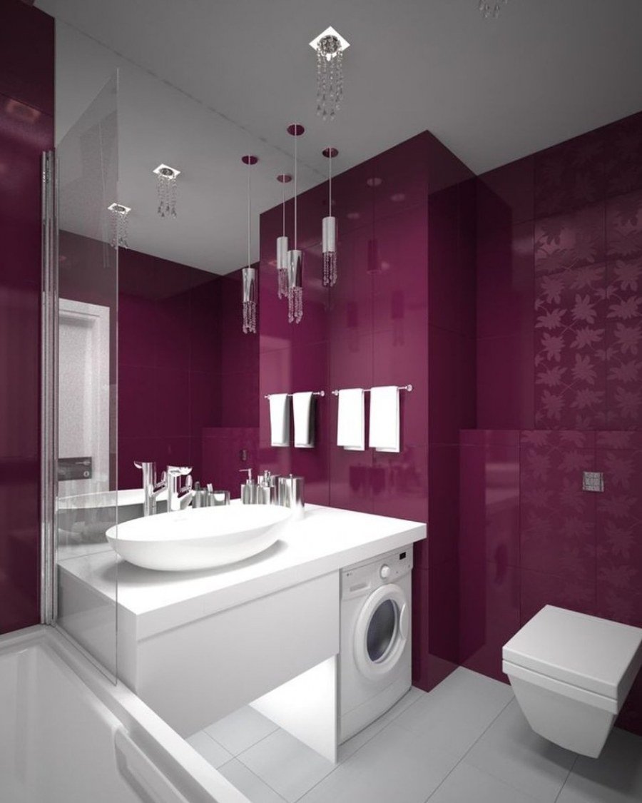 Бордовая ванная комната