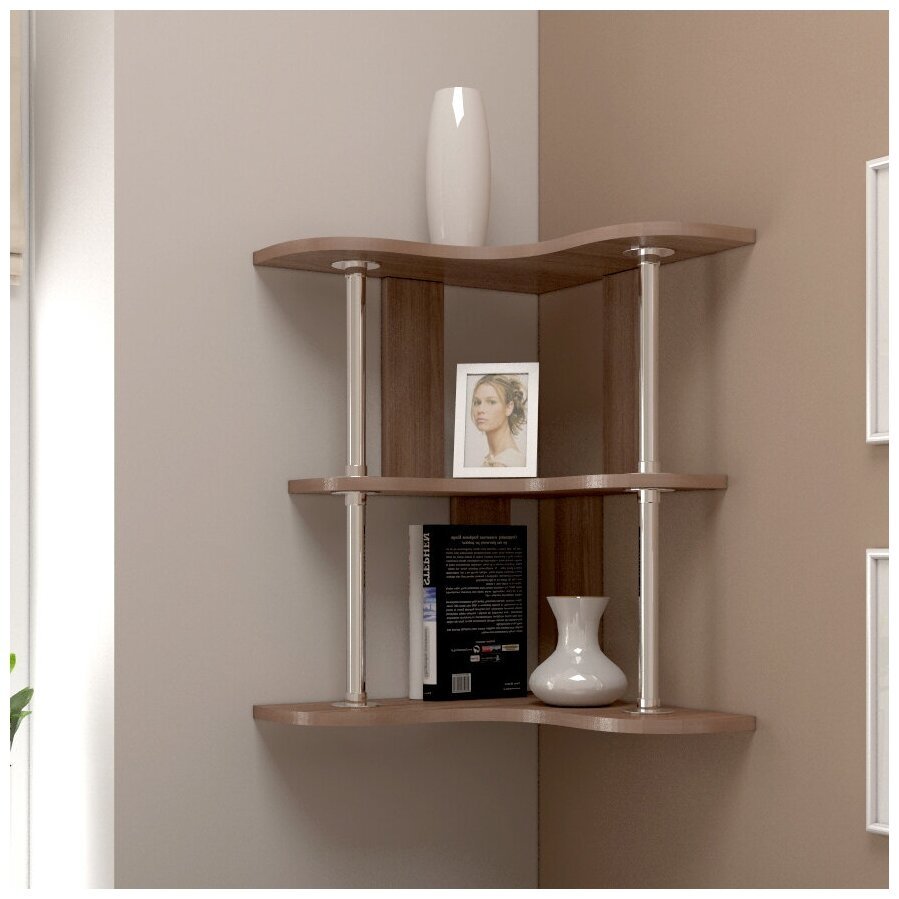 Полка Letta настенная угловая угловая, 25х25х138,8 см