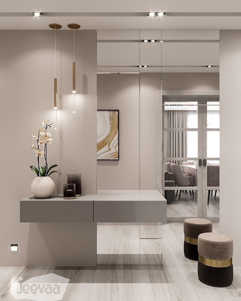 Прихожая с зеркалом в современном стиле