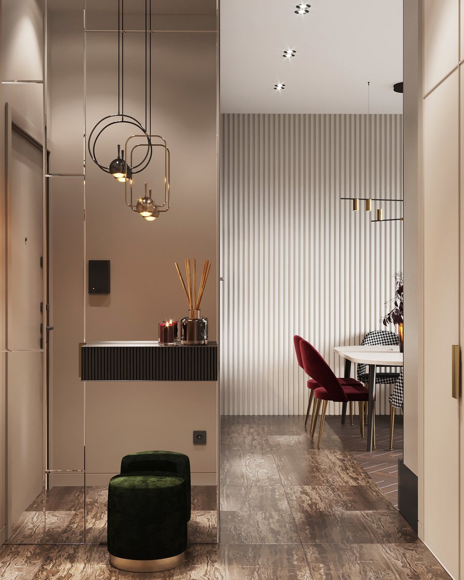 Прихожая с зеркалом в современном стиле