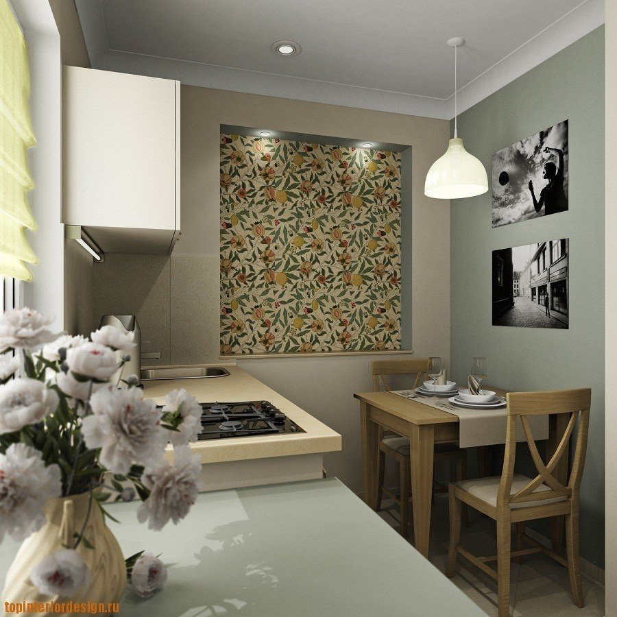 Интерьер стен на маленькой кухне