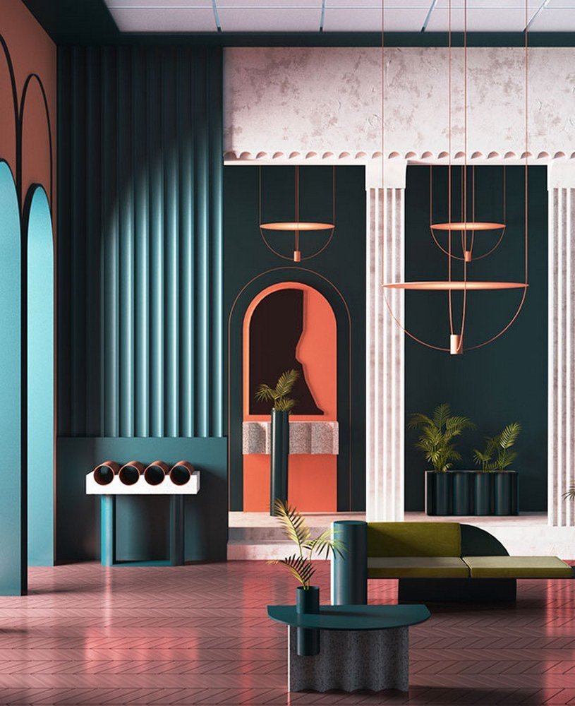 Стиль Нео Мемфис в интерьере кафе