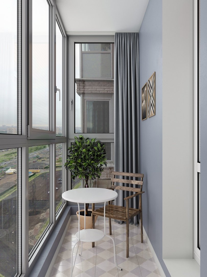 Кабинет на лоджии с панорамными окнами