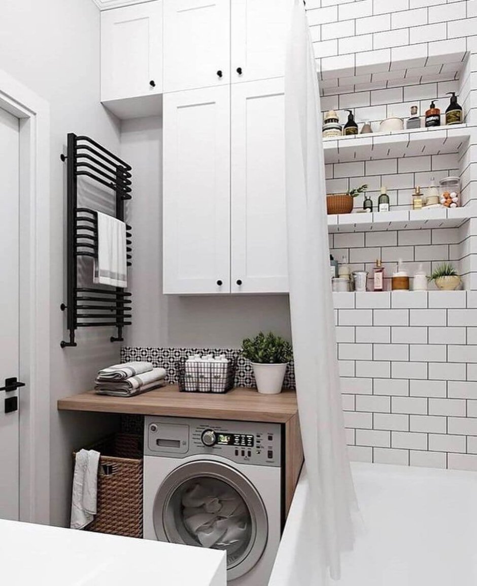 Маленькая ванная в скандинавском стиле