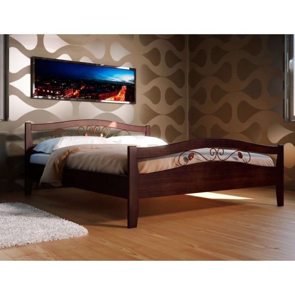 Кровать из деревянных балок