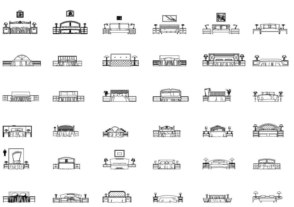 Кровать вид сбоку чертеж