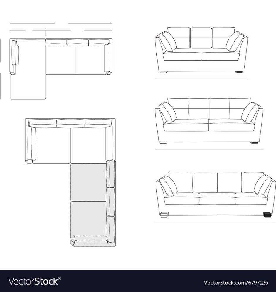 Диван на плане