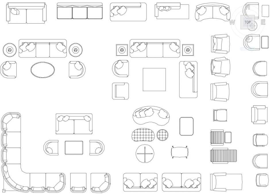 Кресла вид сбоку Автокад