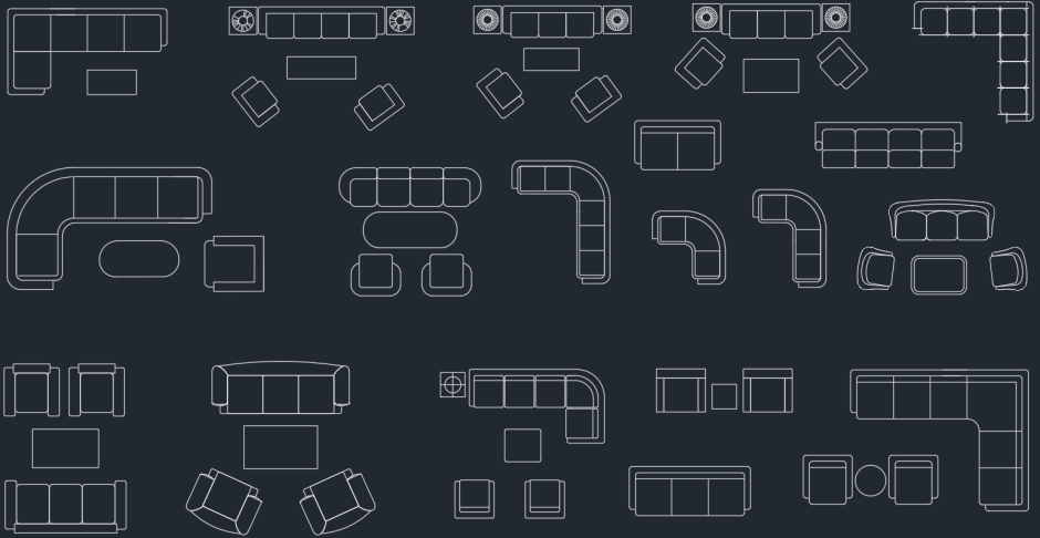 Диван Автокад вид спереди
