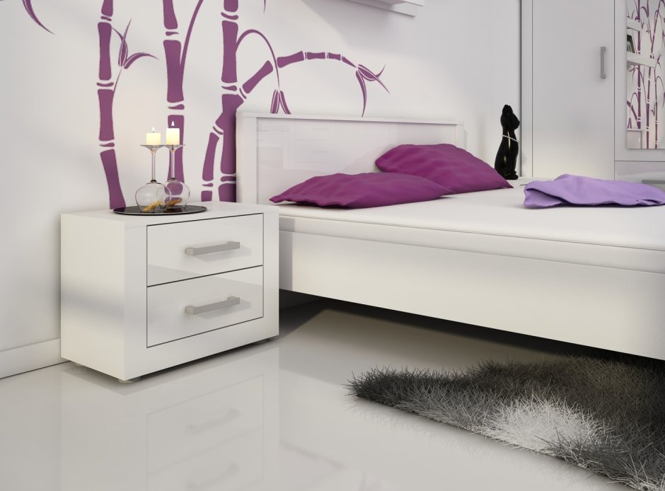 Угловые трапециевидные шкафы с кроватью в спальню дизайн