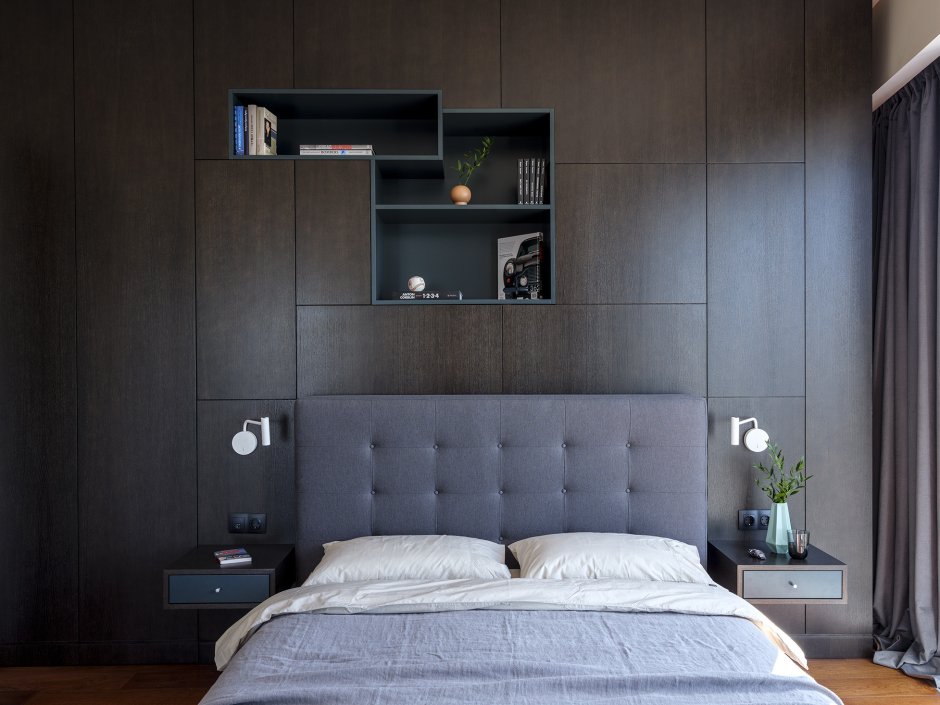 Кровать со шкафами по бокам