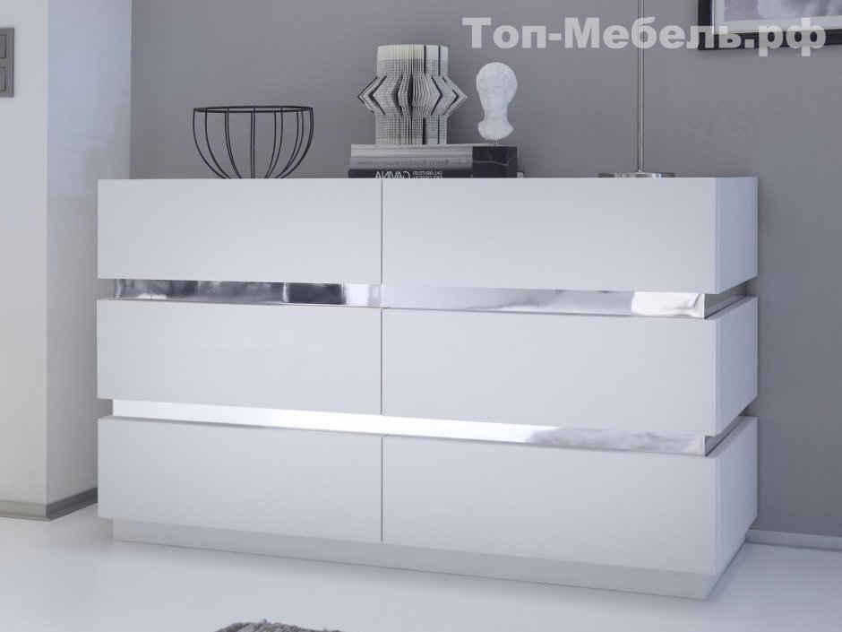 Комод Пайн белый глянец