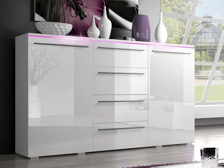 Комод бар Даллас 07 белый глянец