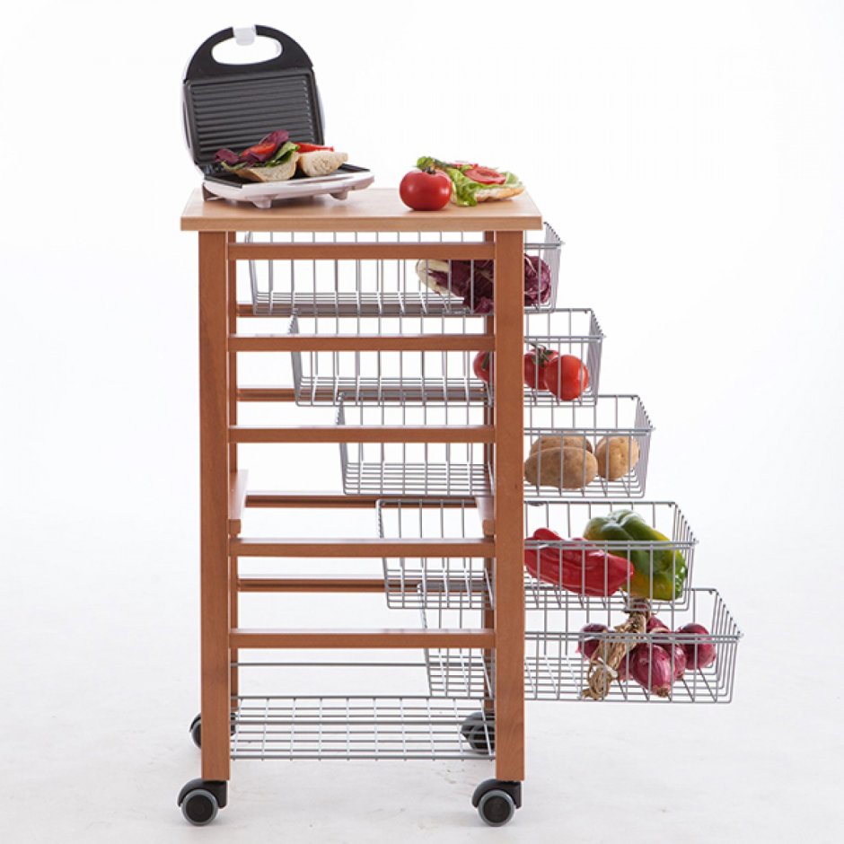 Трёхуровневая Этажерка на колёсиках collect Rack,36х24х63 см