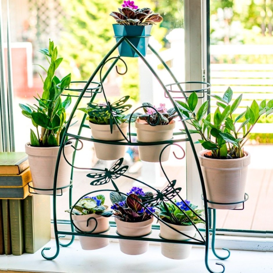 Подставка для цветов на подоконник металлическая подвесная