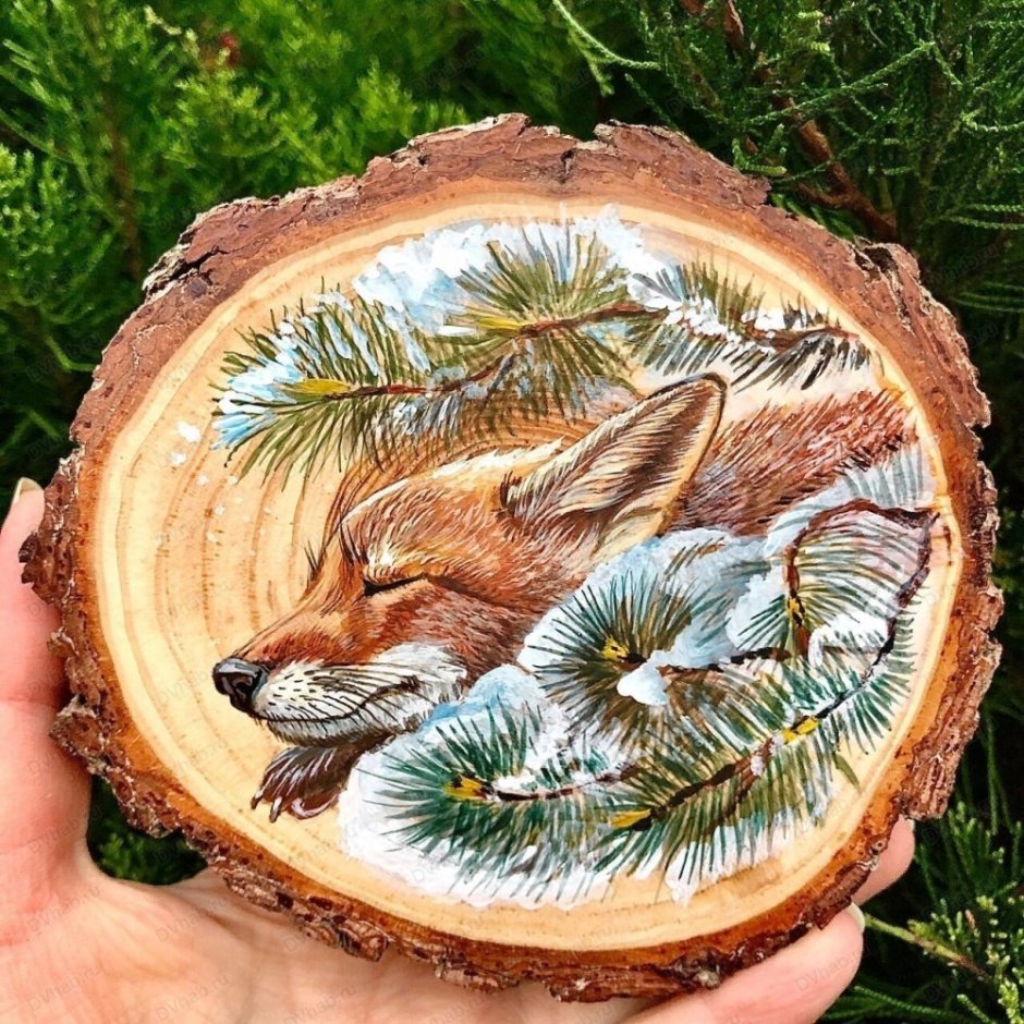 Роспись деревянных спилов